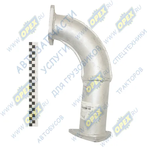 4370-1203009-001 Труба приемная глушителя МАЗ-4370 L=455 треугольный фл. 3отв./квадрат.фланец 4отв., в сборе МАЗ1