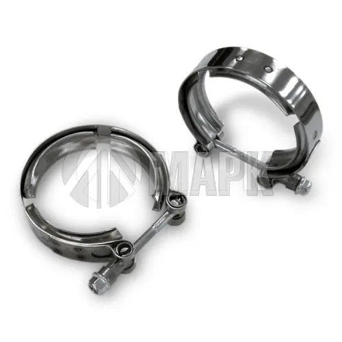 3415547А Хомут турбокомпрессора V-образный зажим, ф83 патрубка ТКР турбокомпрессора ПАЗ,Камаз (дв.Cummins 6 ISBe) МАРК
