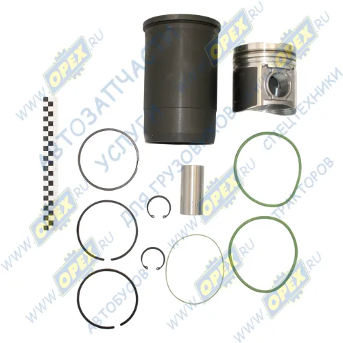 740.1000128-АК-44 Гильза с поршнем, с пальцем и кольцами КАМАЗ Евро-0; поршень (новая конструкция) с рассекателем Мотордеталь1