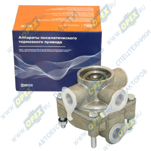 100-3518010 Клапан ускорительный (Maх 1,0 МПа;резьба М22х1,5) ЗиЛ,КамАЗ,МАЗ DAF LCV (1970-2020), FRUEHAUF (1970-2020), IVECO LCV (1970-2020), K?SSBOHRER (1970-202; 9730010100 Порт 1 - M22x1,5 Порт 2 -2x M22x1,5 Порт 4 - M22x1,5 РААЗ