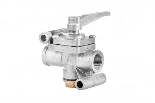 100-3520010-10 Кран разобщительный (запорный) Резьба входа : М22х1,5 МАЗ,Камаз,УРАЛ,КрАЗ, BPW, DAF, IVECO, MAN, MB, RVI, SCANIA, Schmitz, VOLVO SCANIA P-, G-, R-, T; 0004291031, (крышка крана развернута на 180 градусов) РААЗ