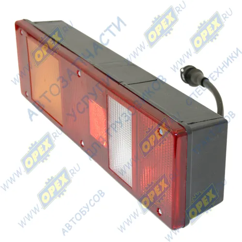 7452.3716-08 Фонарь задний левый КАМАЗ,МАЗ,УРАЛ 24в со жгутом (вилка СЦАЗ); с проводом и подсветкой номера (вилка СЦАЗ) РУДЕНСК