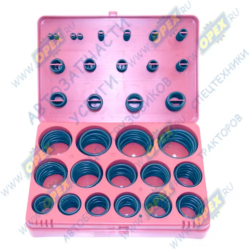 47597 Набор резиновых уплотнительных колец (прокладок); D 7 - 53 мм, 406 предм. СИБРТЕХ2