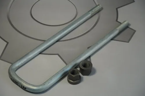 4370-2912408-01-СПЕЦМАШ-СБ Стремянка рессоры МАЗ задней (L=260х85 М16х1,5, короткая); в сборе СПЕЦМАШ