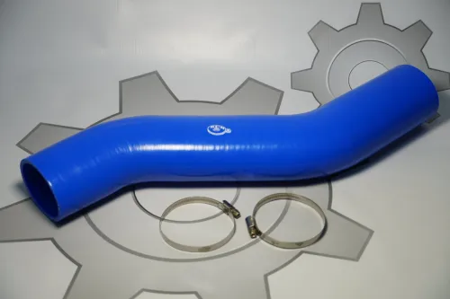 543208-1303260-Х2-СПЕЦМАШ Шланг (патрубок) кривой ф70х80 L=480 радиатора промежуточный; (силикон) с хомутами в сборе СПЕЦМАШ