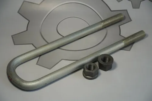 5511-2912408-10-СПЕЦМАШ-СБ Стремянка L=420х94 М27х2 задней рессоры 53215, 54115, 55111(разный изгиб); в сборе с гайками СПЕЦМАШ