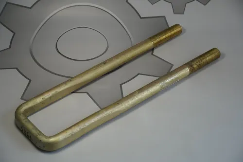 4925-2912408-СПЕЦМАШ Стремянка задней рессоры L=445х95 М27х2 Евро (разный изгиб) СПЕЦМАШ