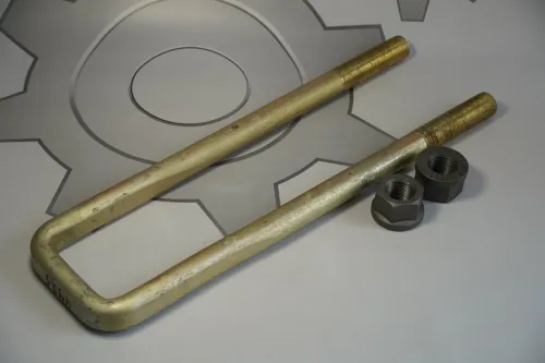 4925-2912408-СПЕЦМАШ-СБ Стремянка задней рессоры L=445х95 М27х2 Евро (разный изгиб); в сборе СПЕЦМАШ