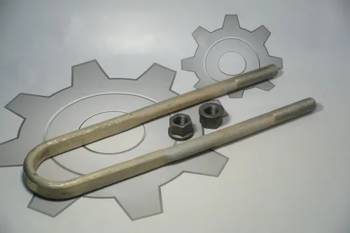 509-2912408-СПЕЦМАШ-СБ Стремянка рессоры МАЗ задней (L=530х95 М27х2 Р=97, разный изгиб); в сборе СПЕЦМАШ