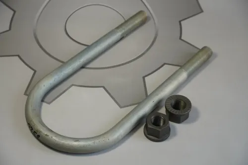 9758-2912408-СПЕЦМАШ-СБ Стремянка рессоры МАЗ п/прицеп (L=320х155 М24х2); в сборе СПЕЦМАШ