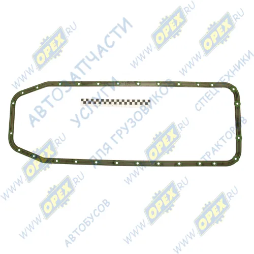СТР 1009 031-02 Прокладка С/Ф 910х320; 28отв.ф8 картера масляного; (металл +силикон) КАМАЗ-ЕВРО-3 СТРОЙМАШ