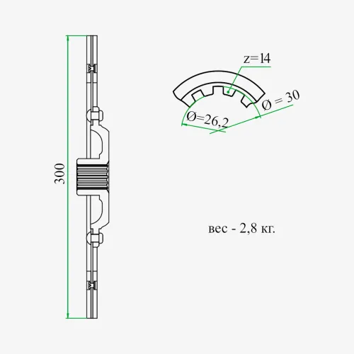 Т25-1601130-Г Диск сцепления ф300; шлиц=14; фшлица=32х4, ведомый ЛТЗ-60 ТАРА2
