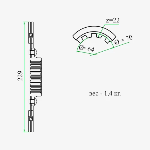 Т25-1601160-В2 Диск сцепления ф230; шлиц=22; фшлица=68х4, ведомый муфты ВОМ Т-40 ТАРА1