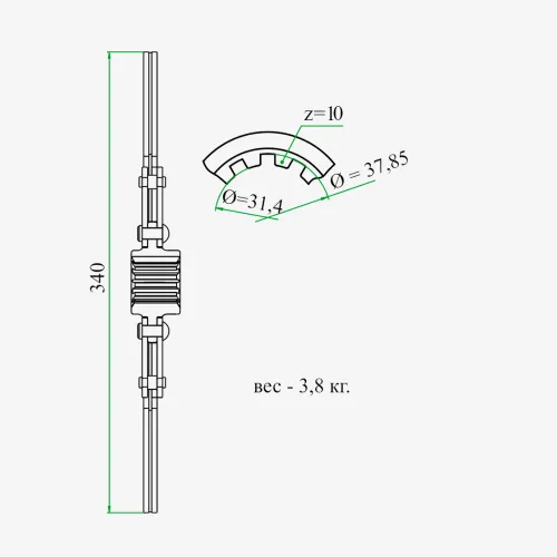130-1601130-А7 Диск сцепления ведомый ф340 dпос=38 hступ=38 короткая ступица ЗИЛ 130,ЗИЛ 5301 (лапковая корзина); резин.демпфера ТАРА1