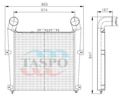 5550B3-1323010-001 Охладитель наддувочного воздуха (ОНВ) МАЗ-5340В2,5550В3,5440В3 (дв.ЯМЗ 5363.10,5361.10,536.10) Евро 4 ТАСПО