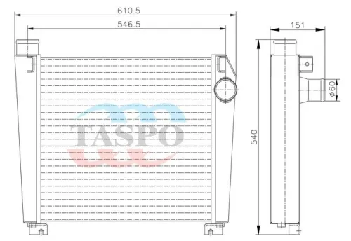 1025-1317100 Охладитель наддувочного воздуха (ОНВ) МТЗ-1021,1022,1023,1025 (дв.ММЗ-Д-245S2, Д-245S3А) ТАСПО