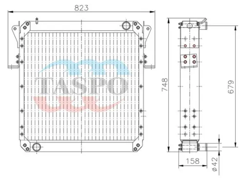 437030-1301010-002В Радиатор водяной (алюм) 2хd=42 720х695; МАЗ-437030 (дв.Deutz) ТАСПО1