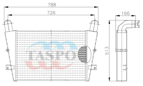 432930-1172010.01 Охладитель наддувочного воздуха ОНВ ЗИЛ-432930 (дв.ММЗ Д-245.9Е2) 425х640х785; 2 изогн.выхода ф60 ТАСПО