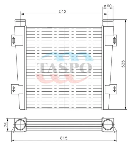 300-1172010 Охладитель наддувочного воздуха ОНВ ПАЗ-4230,Аврора (дв.Cummins-D180) 470х520х570; 2 прямых выхода ф60 ТАСПО