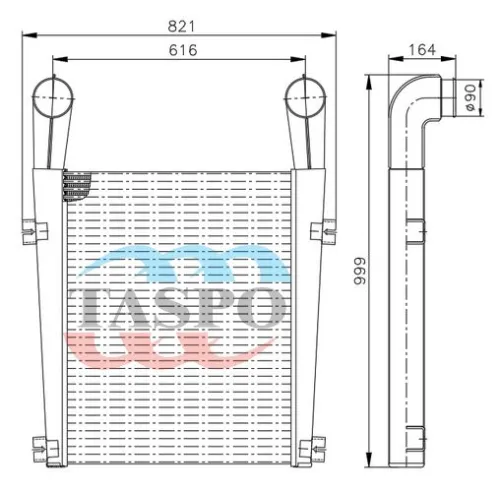 64224-1323010-06 Охладитель наддувочного воздуха (интеркуллер) МАЗ (дв.ЯМЗ-7511, МАЗ-533608,5440,551608,630308,6312,642208,6430,6501) ТАСПО1