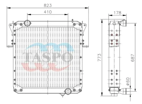 437137ТМ-1301010В Радиатор водяной МАЗ-447131,437137 (дв.Deutz); алюмин. ТАСПО