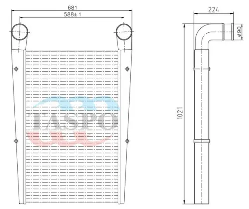 6563РТ-1172010 Охладитель наддувочного воздуха (ОНВ) УРАЛ-6370 (дв.ЯМЗ-652) ТАСПО