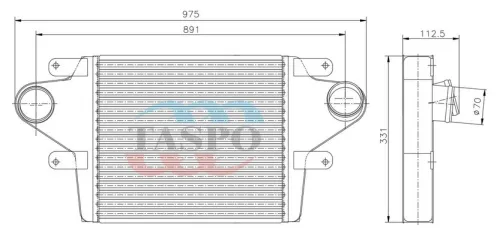 Т33081-1172012-01 Охладитель ОНВ с кронштейнами ГАЗ-3308,3309 (дв.ММЗ Д-245.7) наддувочного воздуха алюм. ТАСПО