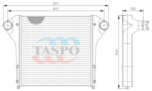 437137-1323010-001 Охладитель наддувочного воздуха ОНВ АМАЗ-206, МАЗ-4371,555035 алюм.(дв.DEUTZ Евро 4) ТАСПО