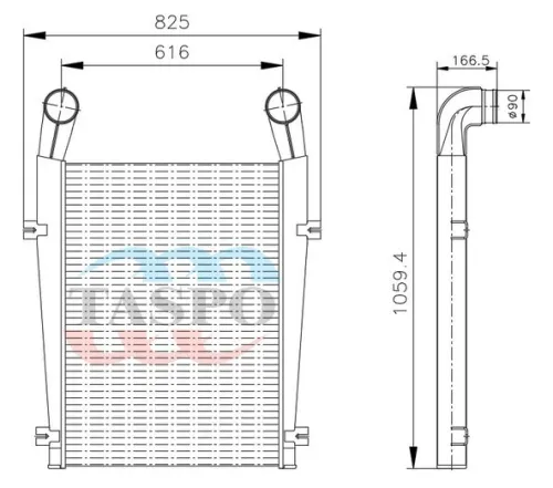 6303А8-1323010 Охладитель наддувочного воздуха ОНВ МАЗ-6516А8,6430A8,5432А8,5440A80,534008,6303 (дв.ЯМЗ-658) 840х750х75; 2хd=95 ТАСПО