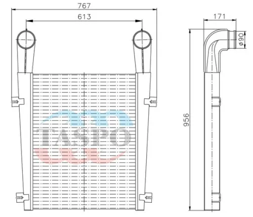 642290-1323010-063 Охладитель наддувочного воздуха 75см.(интеркуллер) ЯМЗ-236НЕ,236БЕ2,238ДЕ2 ТАСПО