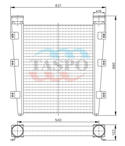 2022-1317100 Охладитель наддувочного воздуха (ОНВ) МТЗ 2022.3, 2022В.3 с дв. Д260.4S2А, Д260.4S3А теплообменник 1-но рядный ТАСПО