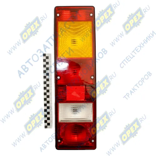 7452-291 Фонарь задний КАМАЗ,МАЗ,УРАЛ левый 24в 450Х130 6 контактов (байонет сзади); с габаритом б/л ТЕХАВТОСВЕТ