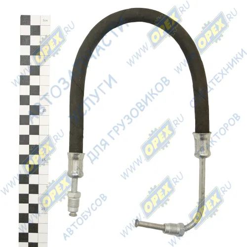 4310-1602590 Шланг тормоз. (РТИ+сталь) ф17 L=470 Ш=М12+К13/Ш=М12+К13 кривой ПГУ на 4310 с угл.нак.90 град ТМК1