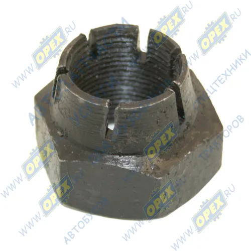 700-30-2047 Гайка С/И М27х1,5 h=32 (коронч.) к верху на конус шпильки ступицы Т-170 ТТС