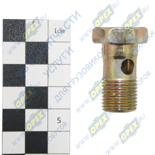 3162-3407062 Болт-штуцер М16х27х1,5 Р=11 К=22 перепуск. 2скв.отв.вверт;внут.ф10 с/и сливн.шланга ГУРа ГАЗ-3110 УАЗ1