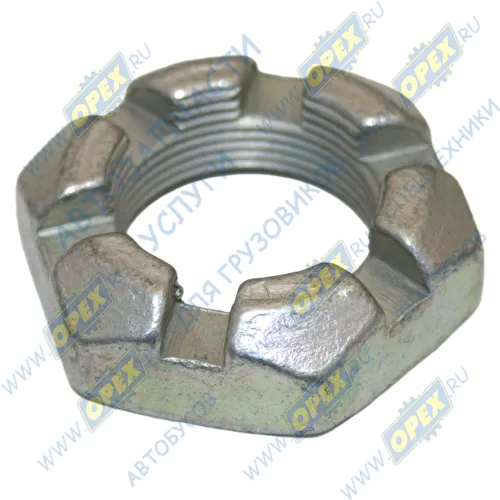 335033 П Гайка ГОСТ-5918 М30х1,5 h=20 К=46 (корончатая) SCANIA F-, K-, N Bus (2004-2021); h=15 К=46(коронч.), фланца РК (3/ам) валов КР,лебедки Урал