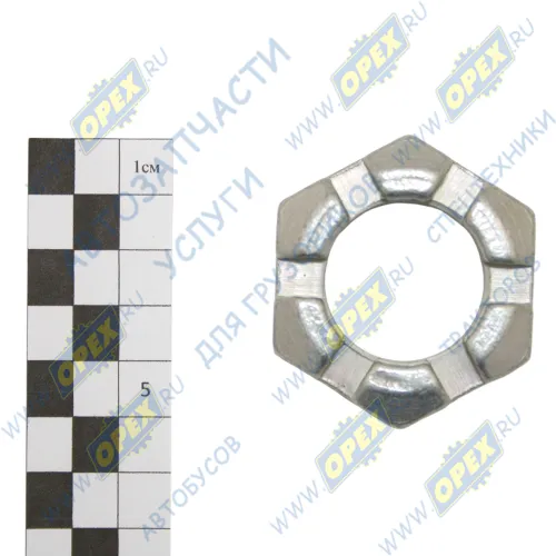 335033 П Гайка ГОСТ-5918 М30х1,5 h=20 К=46 (корончатая) SCANIA F-, K-, N Bus (2004-2021); h=15 К=46(коронч.), фланца РК (3/ам) валов КР,лебедки Урал1