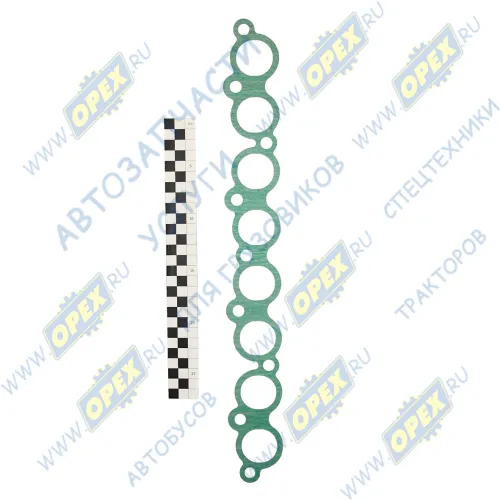 40624.1008080 Прокладка С/Ф впускной трубы (коллектора) УАЗ,Газель (дв.ЗМЗ-40904,40524,40525,Евро-3) L=455; 8 внутр.отв.ф34; 7отв.ф12/2отв.ф10 ФРИТЕКС