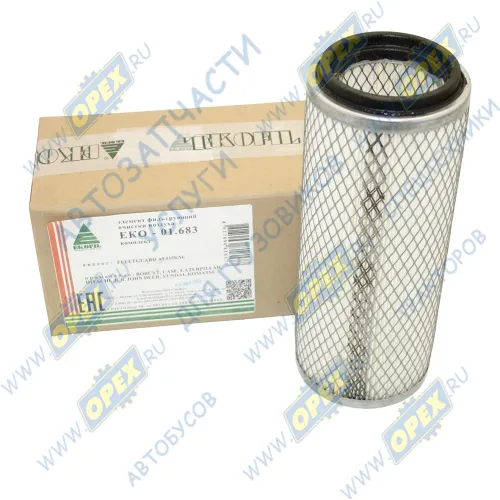EKO-01.683 Фильтр воздушный (элемент) ф127, Н=228 BOBCAT, CASE, CATERPILLAR, HITACHI, JCB, JOHN DEER, HYUNDAI, KOMATSU,H263 D104/131 d63 \ Nissan ЭКОФИЛ