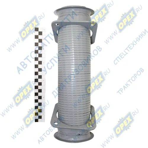 54115-1203012Э Рукав глушителя (металлорукав) L=360 ф80 2 квадр.фланца по 4отв. ф10 Евро-2,3 Элемент1