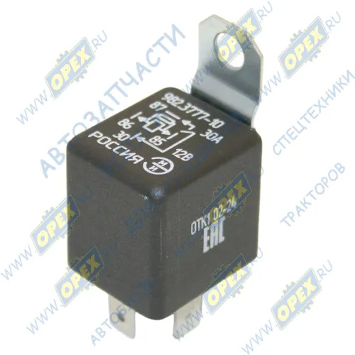 982.3777-10 Реле электромагнитное 12В 4 плоских клеммы с кронштейном ЭлМехИзмер1