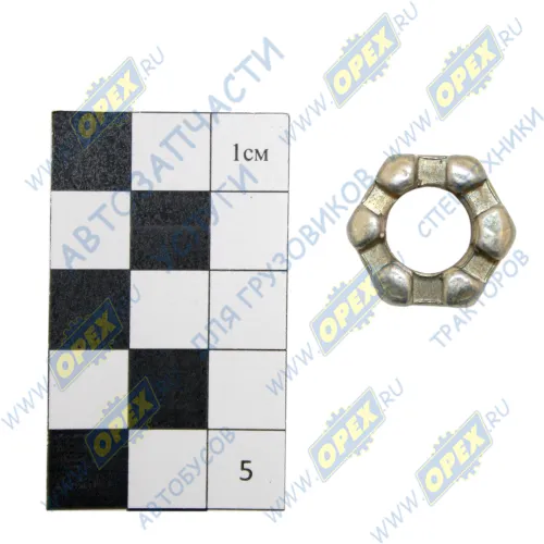 250977 Гайка ГОСТ-5918 М12х1,25; h=10 К=19 (коронч.) рул.пальцев, ГАЗ,подушки двиг.УАЗ ЭТНА1