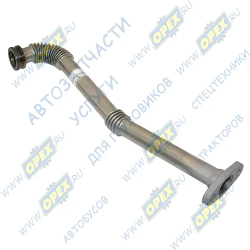 650.1118340 Патрубок (хром) ф25 L=410; 1 ромбич.фланец 2отв.ф9/под шланг ф34, гибкая (гофр) слива ма ЯМЗ