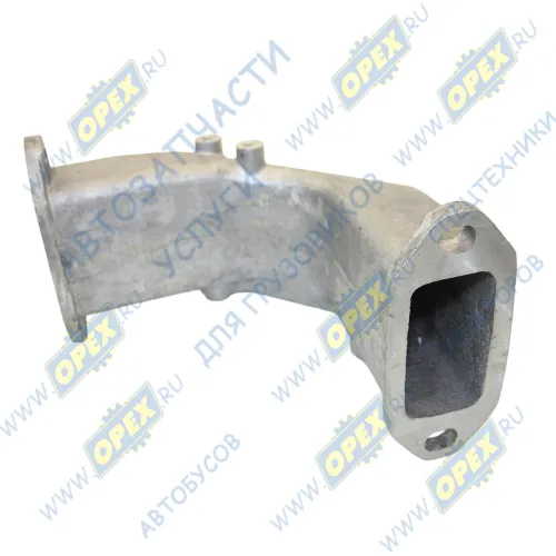 7511.1115032 Патрубок кривой (1 изг. алюм.) L=500 1 флан. С/Ф 4 отв. М10х1,5 ромб. флан. 2 отв. М8х1,25 2 флан. С/Фх2 отв. ф16 соединит. впускных коллекторов ЯМЗ-7 ЯМЗ1