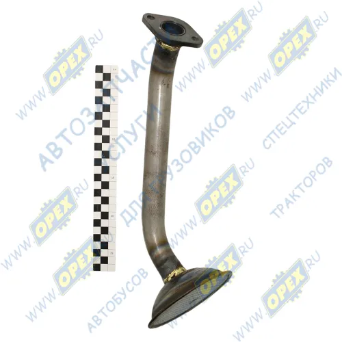 650.1011398 Патрубок (сталь) ф30 L=400; 1 ромбич.фланец 2отв.ф10 в сборе с сетчатым фильтром ф122, маслозаборны ЯМЗ2