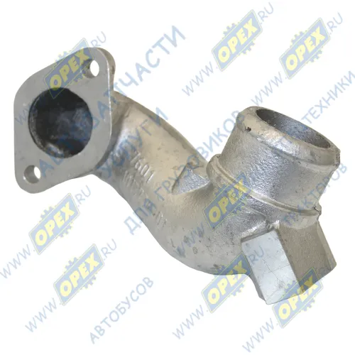 7601.1013734-01 Патрубок кривой (2 изг. алюм.) ф58 L=210 2 ромбич. флан. 44х70 2 отв. М8х1,25/65х98 2 отв. ф11 теплообменника; L=210; 2 ромбич.фланца/1вых.ф58 ЯМЗ