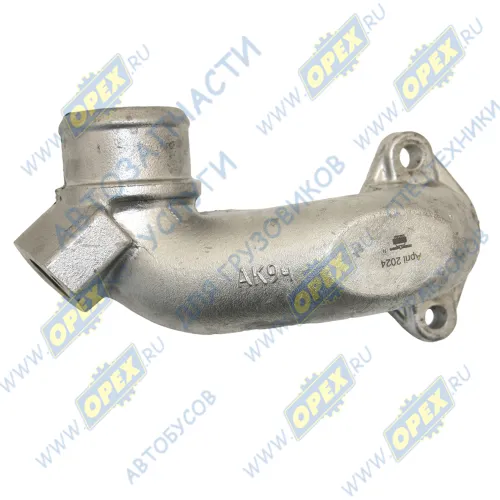 7601.1013734-01 Патрубок кривой (2 изг. алюм.) ф58 L=210 2 ромбич. флан. 44х70 2 отв. М8х1,25/65х98 2 отв. ф11 теплообменника; L=210; 2 ромбич.фланца/1вых.ф58 ЯМЗ2