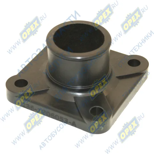 236-1306053-А Патрубок крышка термостата ф42; L=44; фланец 4отв.ф9; (пластик) ЯМЗ