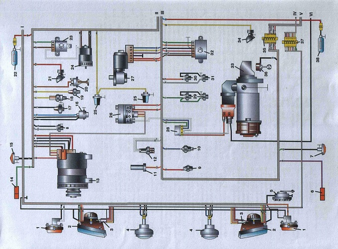 схема электропроводки ЗИЛ 5301