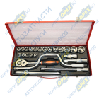 VE TK22 Набор головок торцевых 1/2"; DR 6-ти гран (8-32) 24пр металл кейс, вороток,трещетка VE-TK22 VETTLER